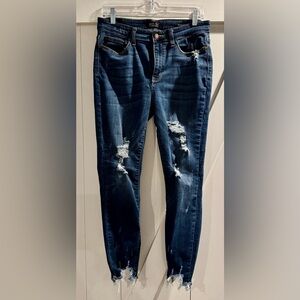 Judy Blue Dark Blue Distressed Skinny Jeans